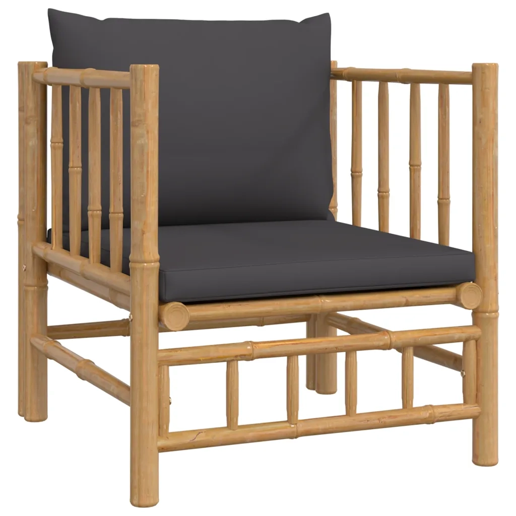 Set Salotto da Giardino 7pz con Cuscini Grigio Scuro Bambù 3155213