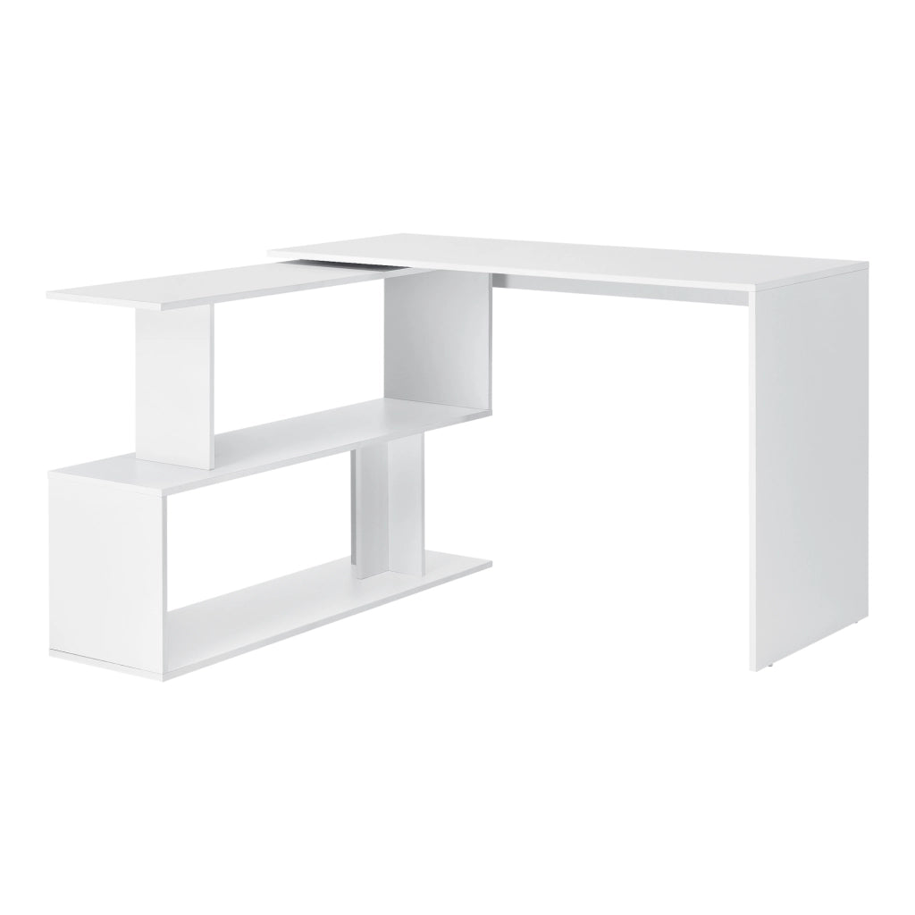 Scrivania Angolare Arendal a L con Scaffale Ruotabile 77x120x50 cm - Bianco [en.casa]