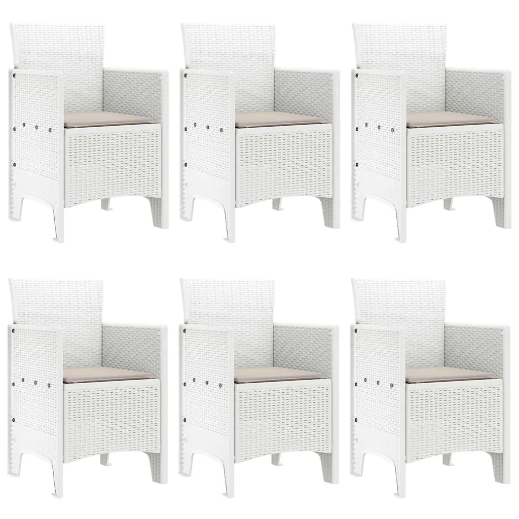 Set da Pranzo per Giardino 7 pcs Bianco Rattan Polt