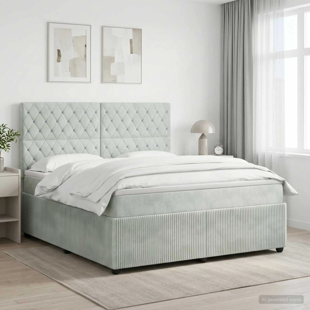 Letto box spring con materasso Grigio Chiaro 160 x 200 cm 3454631