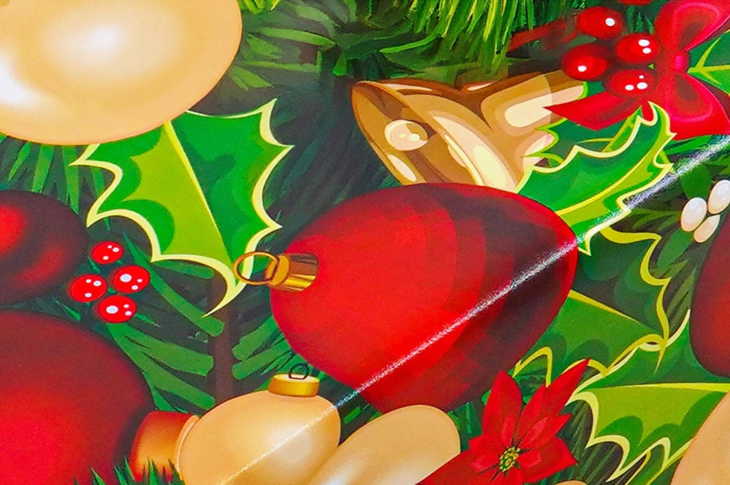 Tovaglia Cucina Natalizia Campanelle Palline Natale Plastificata Antimacchia Moderna - 140x160 Cm