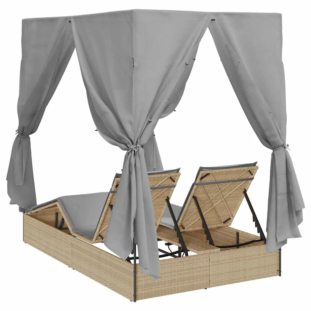 Lettino da sole doppio Grigio 205 x 129 x 200 cm polyrattan