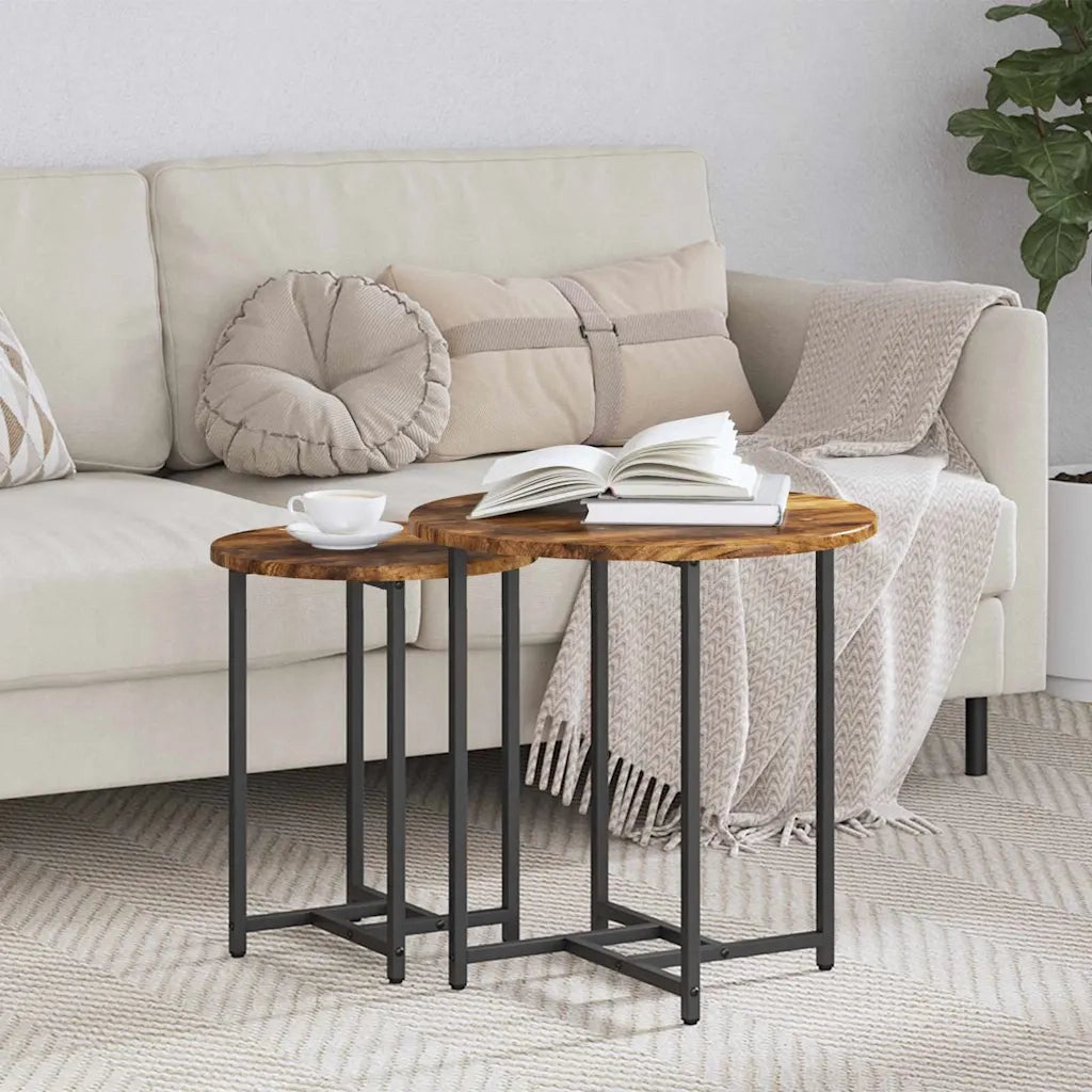 Set tavolini 2 pz | Tavolo laterale Rovere Affumicato e Nero