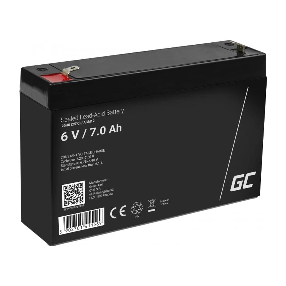 Batteria ricaricabile industriale Green Cell AGM12 al piombo sigillata (VRLA) 7000 mAh 6 V
