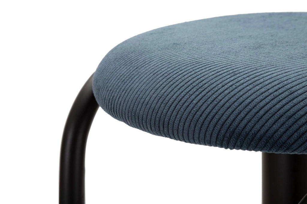 Sgabello Bar Destiny Navy Ø41x61 cm in Ferro e Compensato e Spugna e Poliestere Nero e Blu