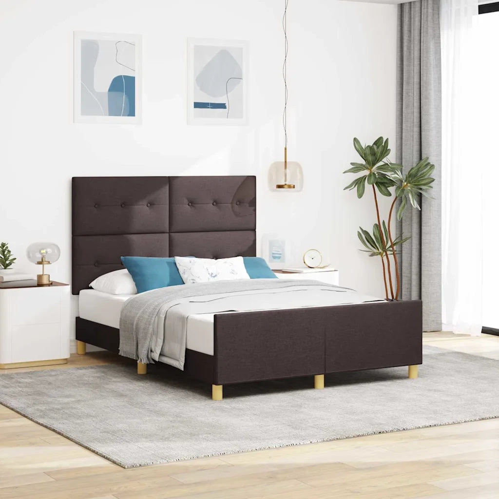 Letto matrimoniale | Letto per adulti | Struttura del letto Marrone scuro 140 x 200 cm Tessuto