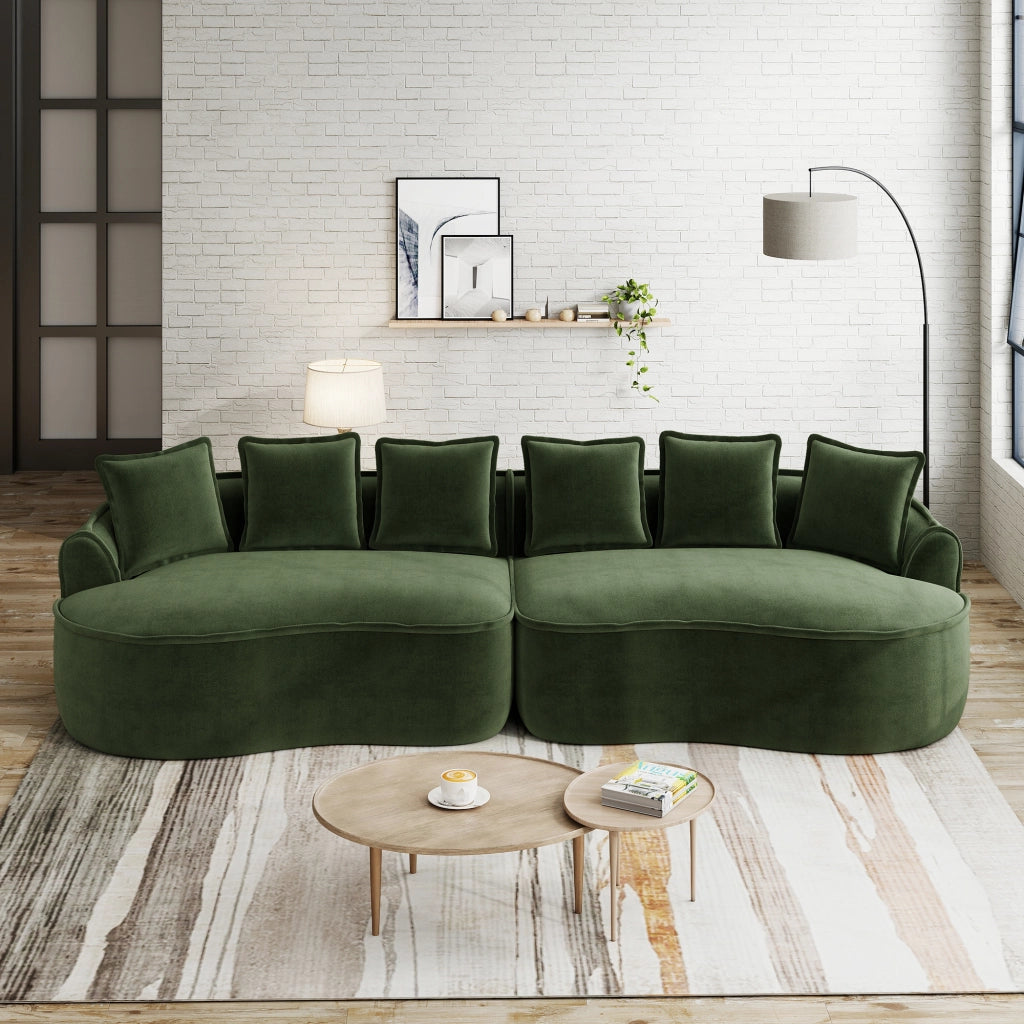 Divano 4 Posti in Tessuto Chenille con Cuscini ¨C MINIMAL ¨C Verde