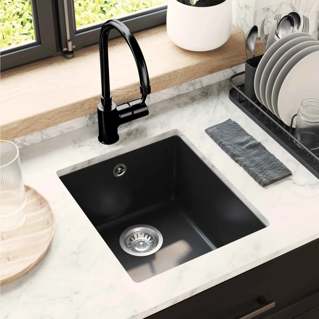Lavello 80% Quarzo e 20% Resina 370 x 460 mm Nero 42028416
