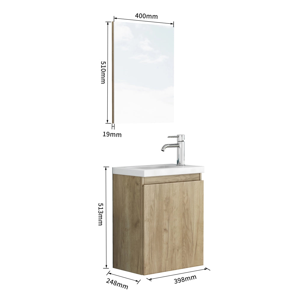 Set mobile bagno sospeso bianco con lavabo integrato e specchio LED
