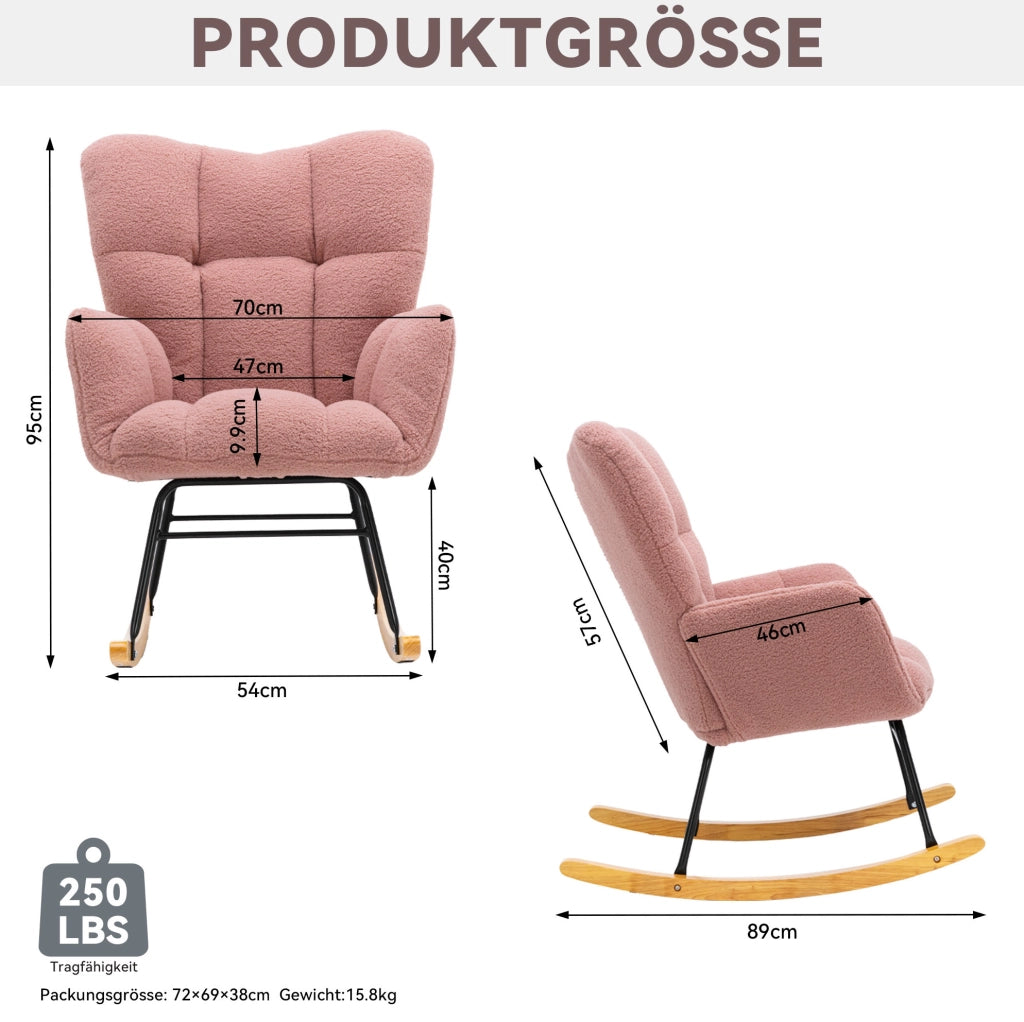 POLTRONA A DONDOLO 80x70x95 cm Teddy Rosa