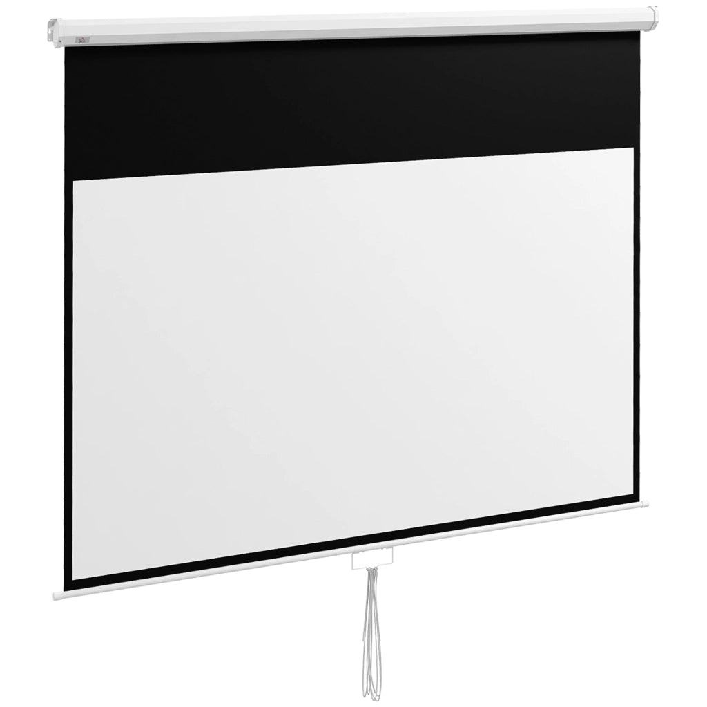 Telo per Proiettore 100" Rapporto 16:9 236,8x8x158 cm Fissaggio a Muro e Soffitto per Casa e Ufficio Bianco