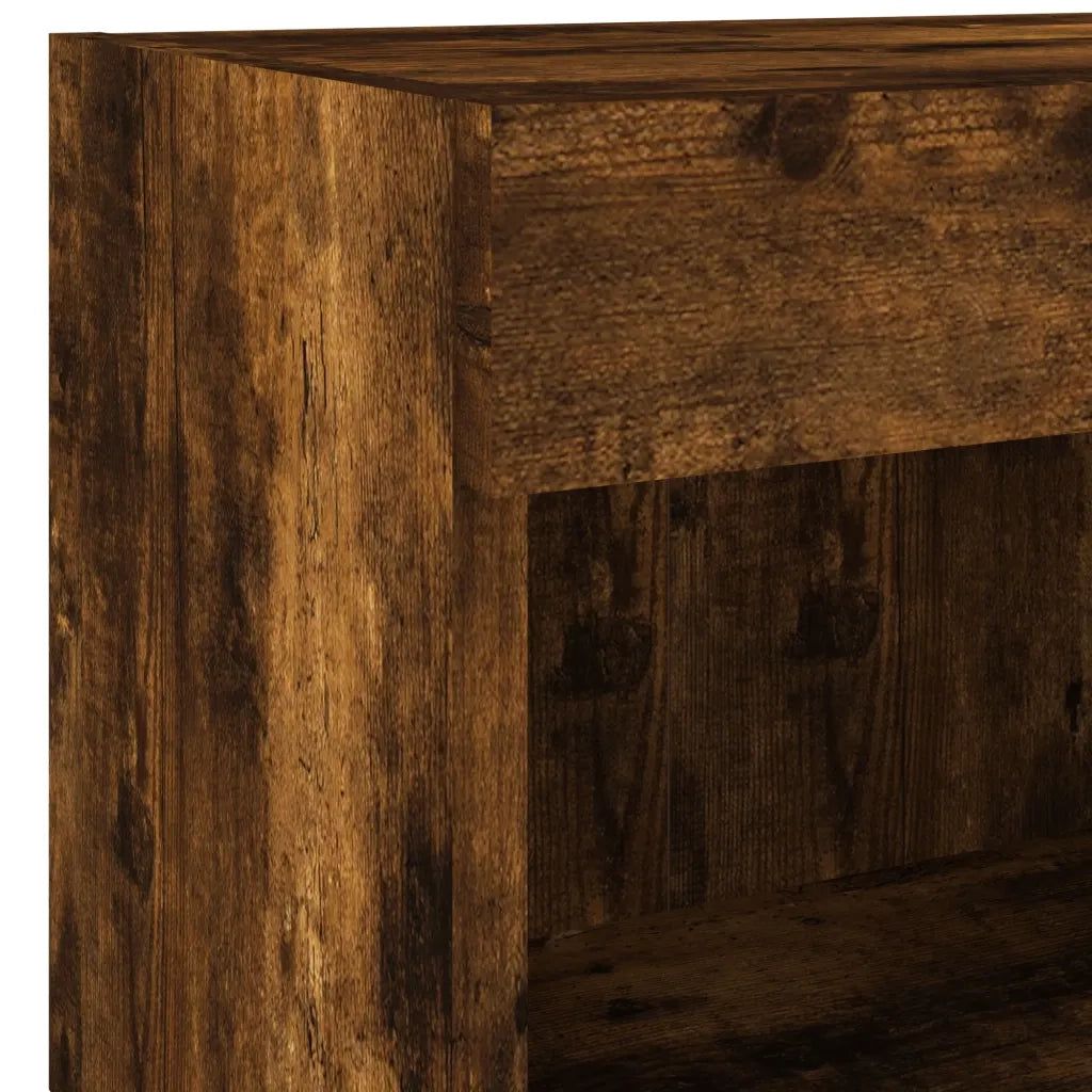 Mobili TV a Muro 4pz | Armadietto TV | Mobile Porta TV con Luci LED Rovere Fumo