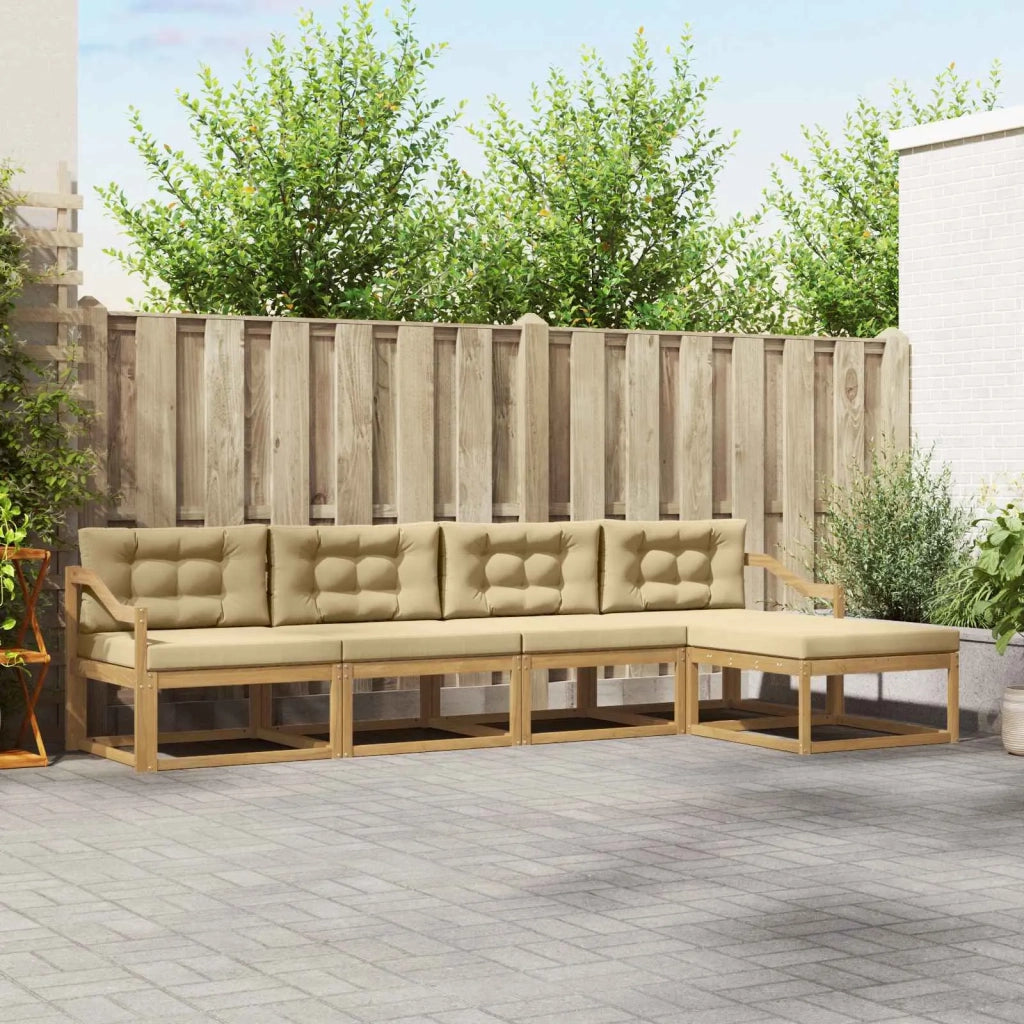 Set di divani da esterno 4 pz Bianco e Beige Poliestere 3386322