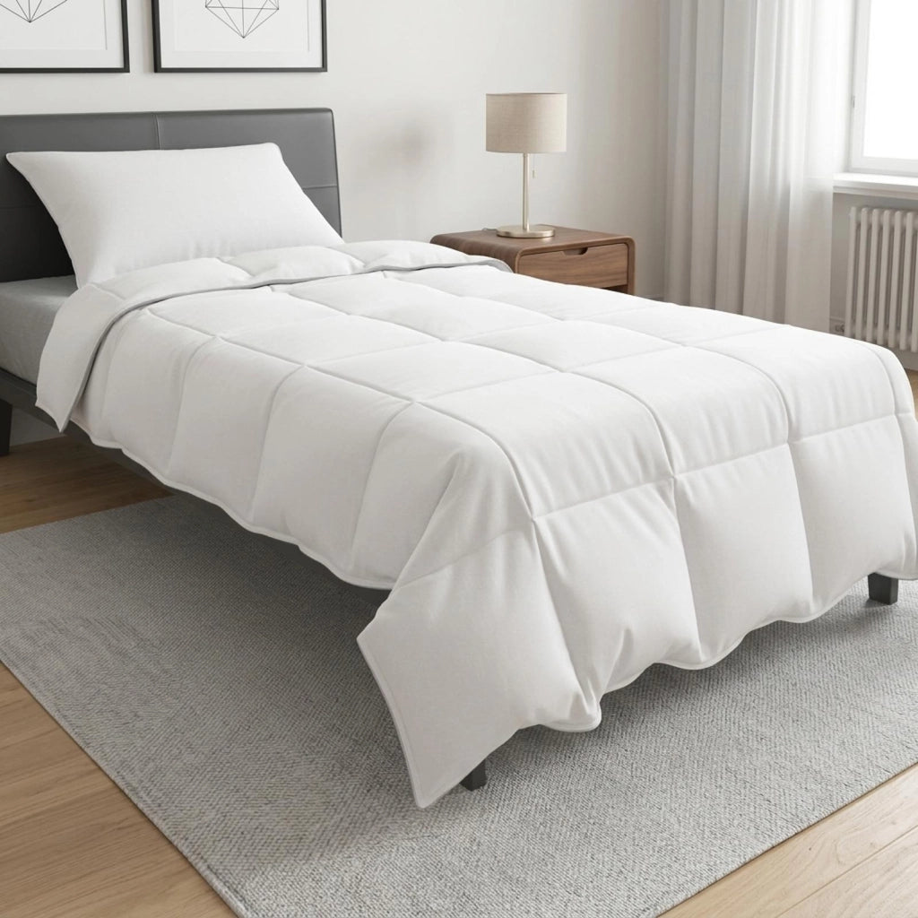 Set di Piumoni 2 pz 140 x 200 cm Tutte le stagioni Bambù Bianco 3431476
