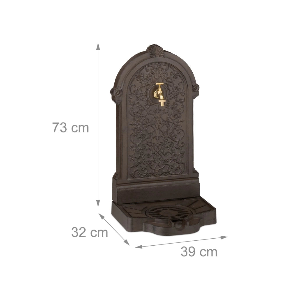 Fontana da esterno decorativa stile antico giardino 60 x 40 x 30 cm con pratico rubinetto in alluminio fuso 13_0015662