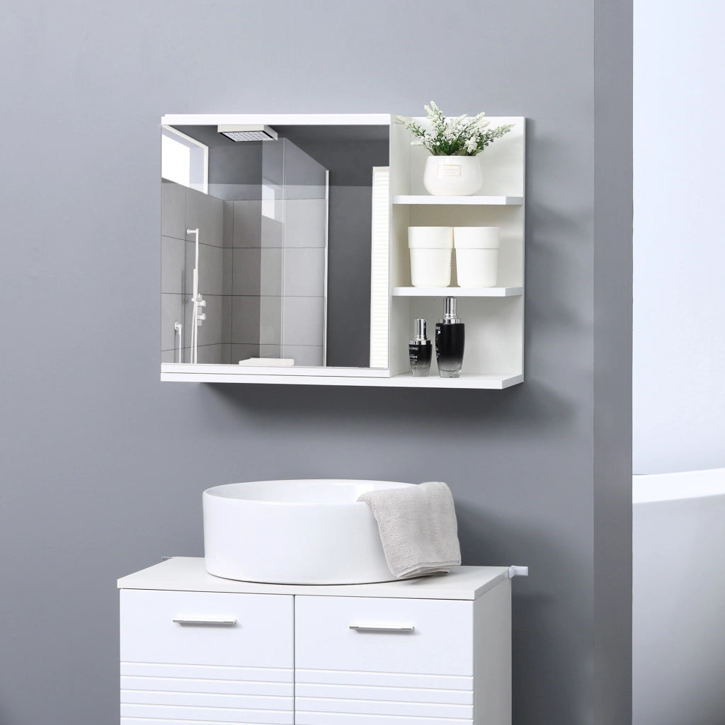 Mobile Bagno con Specchio e Ripiani ¨C zephmum ¨C Bianco 60x18x50 cm