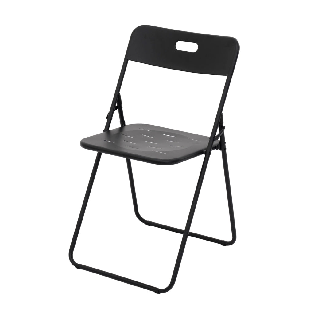 Set da giardino pieghevole in acciaio nero, 3 pezzi