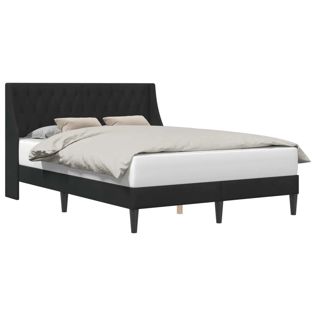 Letto matrimoniale | Letto per adulti | Struttura del letto con testiera Nero 140 x 190 cm Velluto