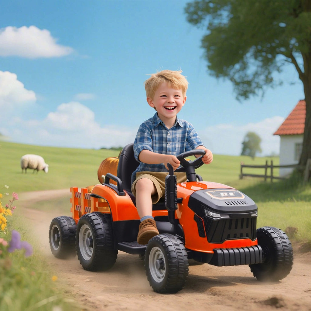 Trattore Elettrico per Bambini con Telecomando ¨C Xylo ¨C Soft Start, 3-8 Anni, Arancione
