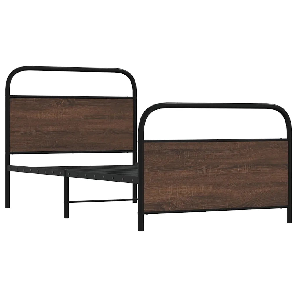 Letto singolo | Letto per adulti | Giroletto senza Materasso Rovere Marrone 100x200 cm Truciolato