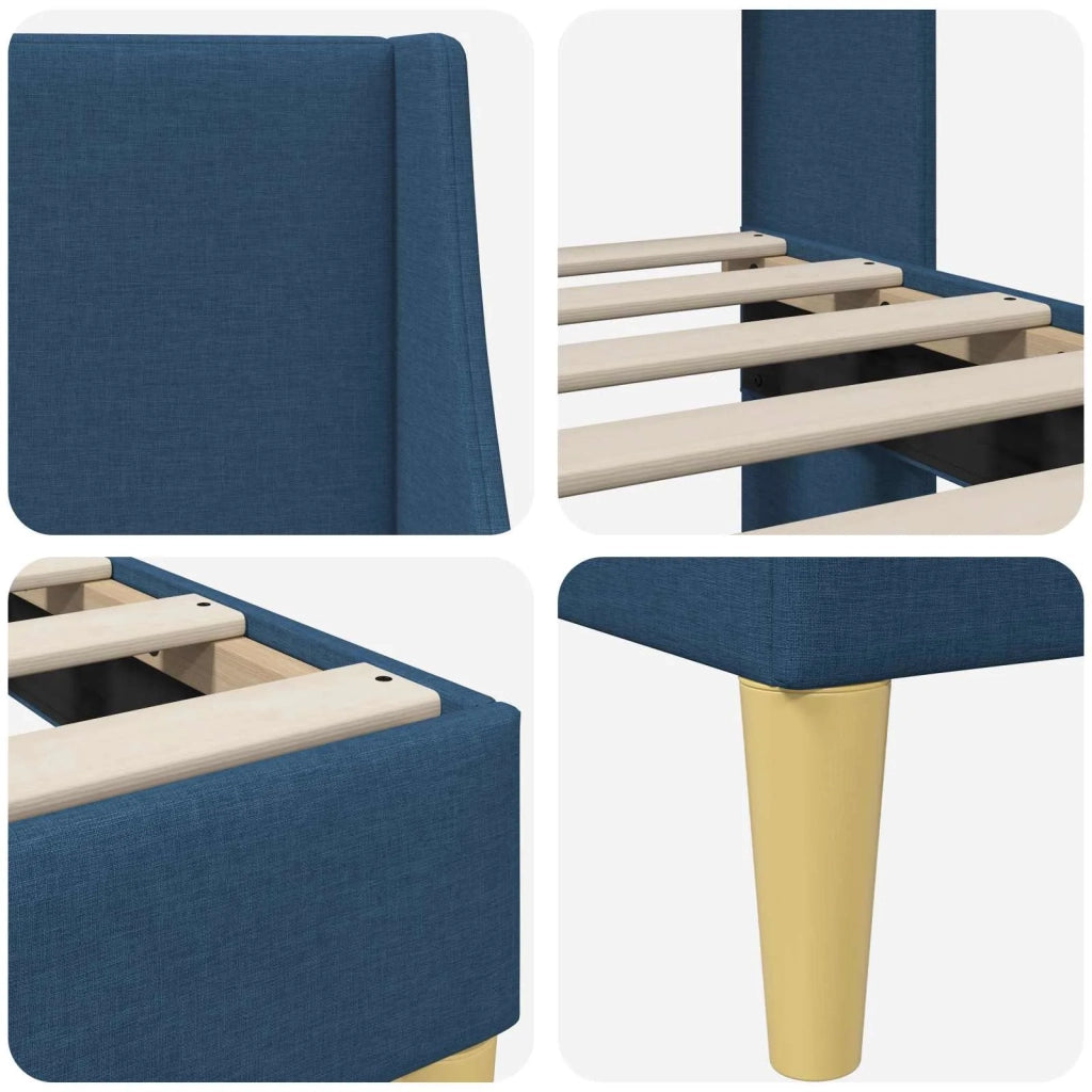 Letto singolo | Letto per adulti | Struttura del letto Tinta unita Blu 90 x 200 cm Tessuto