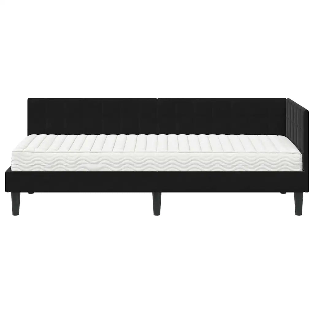 Struttura Letto Angolare con Materasso 2 pcs Nero Velluto 3393963