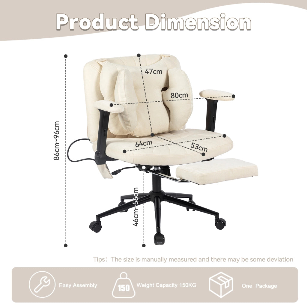 Sedia da ufficio regolabile con poggiapiedi ¨C Minimal ¨C Beige