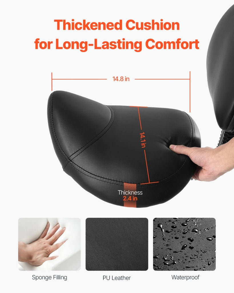 Sgabello da Sella con Ruote e Schienale MST003-4, Sedia Ergonomica Girevole Regolabile in Pelle PU, Portata 204 kg, Nero