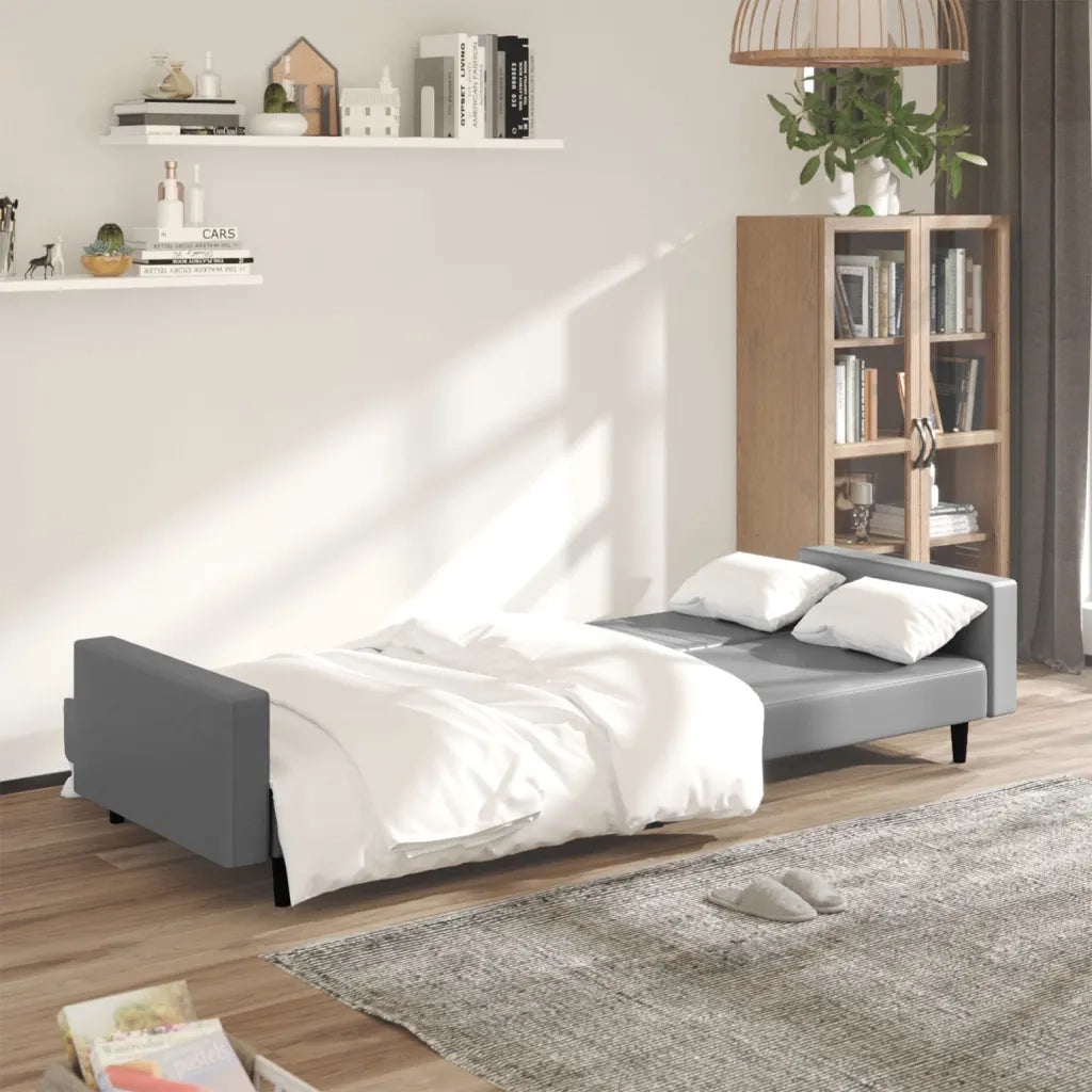 Divano Letto a 2 Posti Grigio in Similpelle 375953