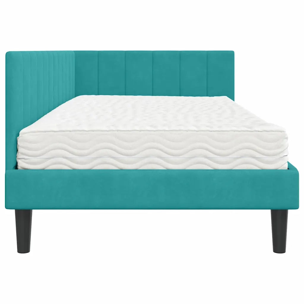Struttura Letto Angolare con Materasso 2 pcs Turchese Velluto 3393906