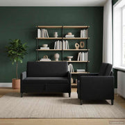 Set di Divani con Storage 2 pz Nero Poliestere 3429168