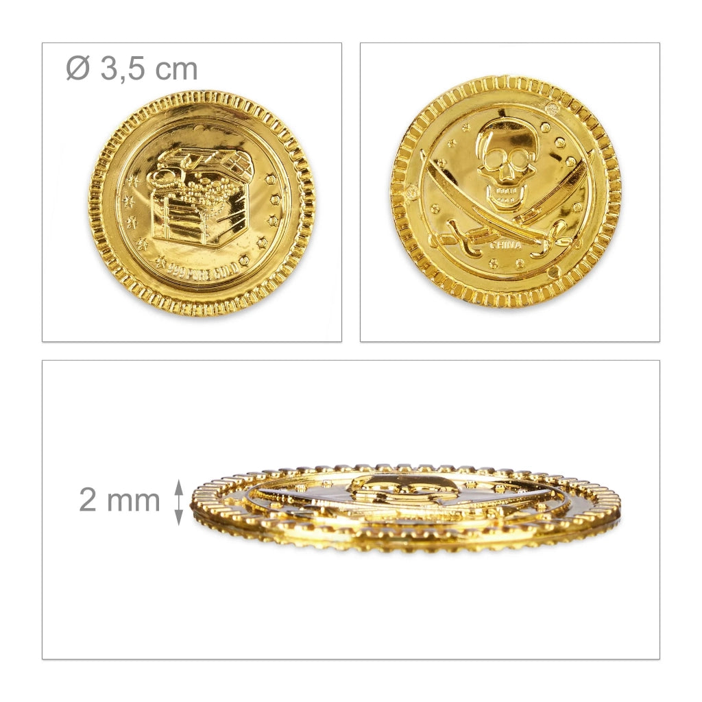 Lotto di 48 finte monete d'oro decorative per festa a tema caccia al tesoro in plastica dorata 13_0013580