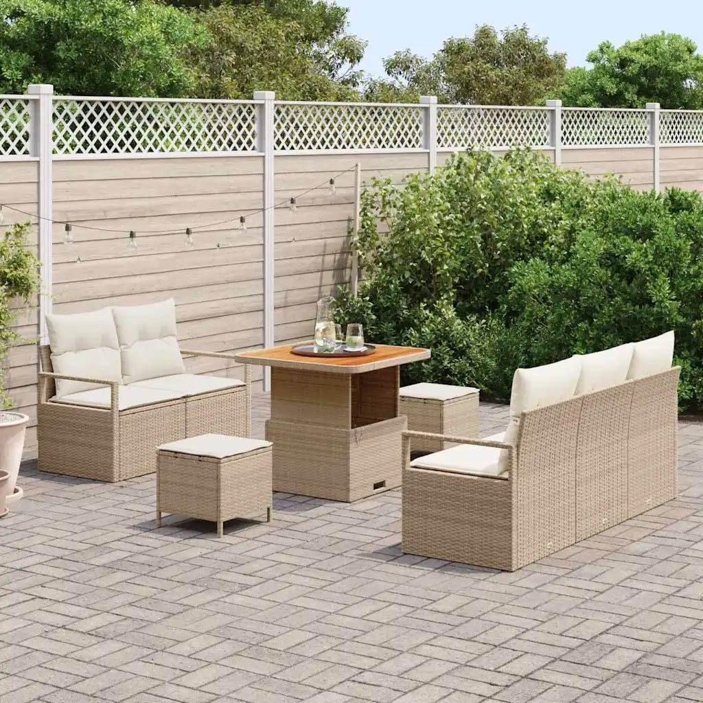 Set Divano da Giardino con cuscino 8 pcs Beige e Crema 3364416