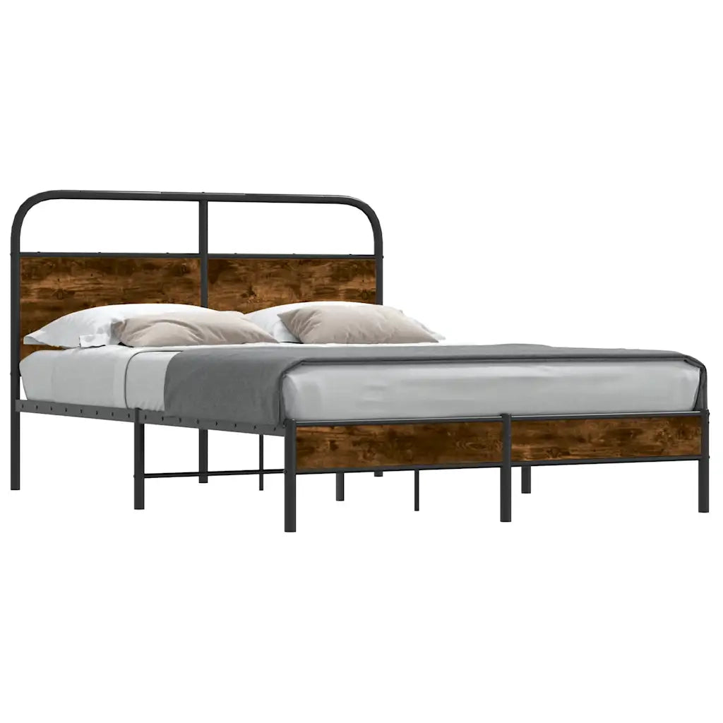 Letto matrimoniale | Letto per adulti | Giroletto senza Materasso Rovere Fumo 120x190 cm in Truciolato
