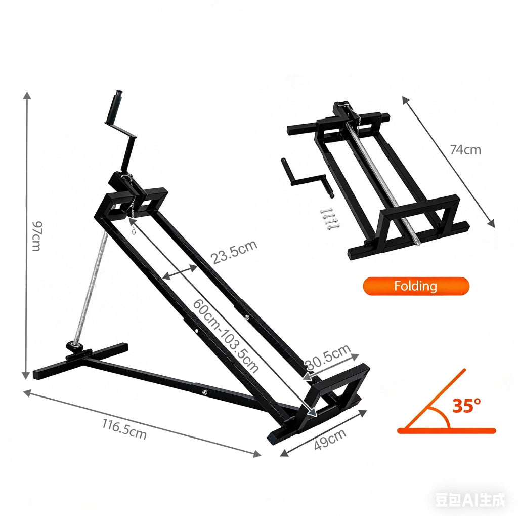 Supporto di sollevamento per trattore rasaerba 116,5x49x97 cm acciaio nero pieghevole