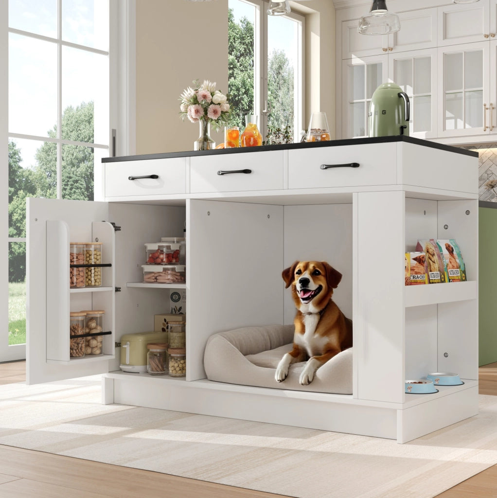 Carrello da cucina con area pet e 3 cassetti