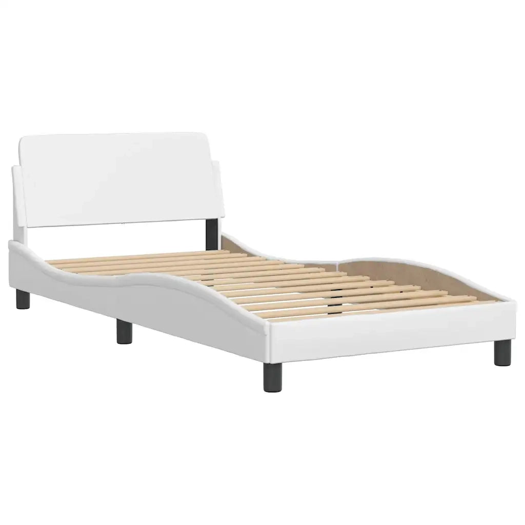 Giroletto-Struttura Letto Dover Bianco 100x200 cm in Similpelle