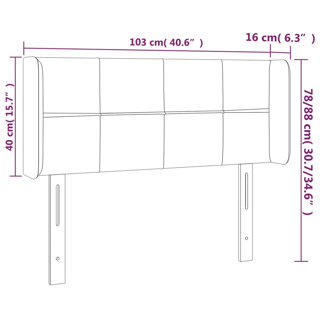 Testiera | Testata a LED Nera 103x16x78/88 cm in Velluto
