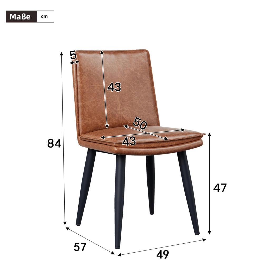 Set di 4 sedie in PU marrone con struttura metallica