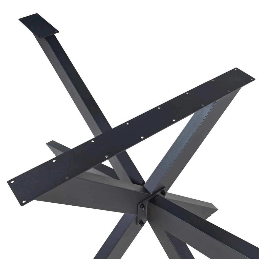 Gamba Centrale Oberau a Forma Stella per Tavolo Fai da te 120 x 68 x 71 cm Acciaio Nero [en.casa]