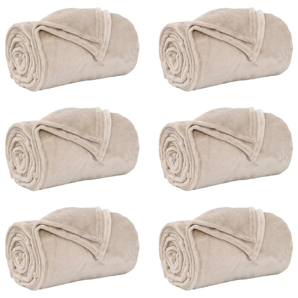 Coperte da Pile 6 pcs Beige 240 x 270 cm Panno