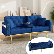 Divano letto estraibile ¨C Minimal ¨C tessuto blu, 2 posti