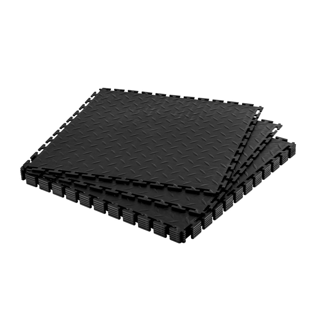 Dalles de Garage Emboîtables, Lot de 8, Revêtement de Sol Garage Modulaire 513 x 513 x 5 mm, Tapis Antidérapants en PVC pour Garages, Ateliers de Répa