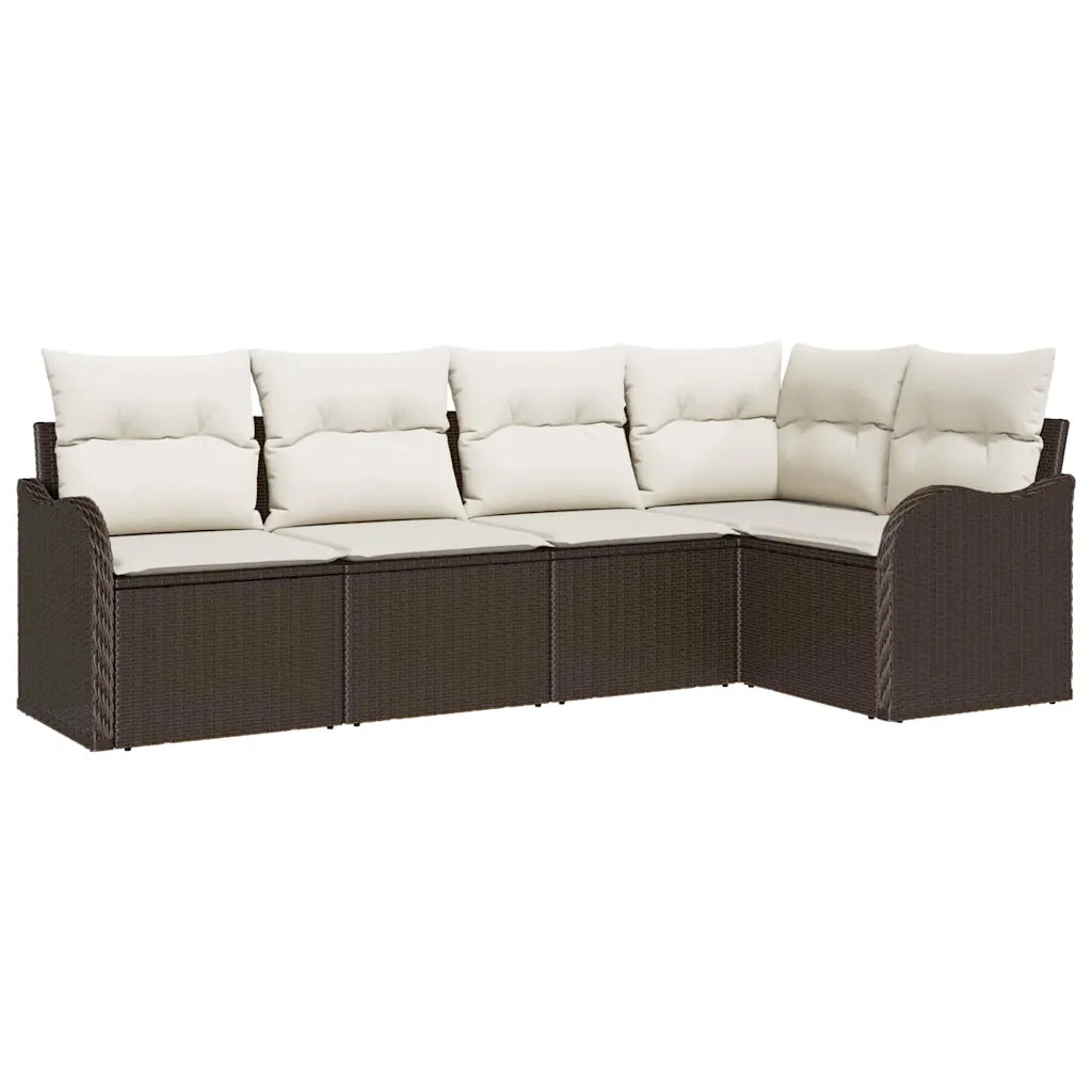 Set Divano da Giardino 5 pcs Marrone polyrattan