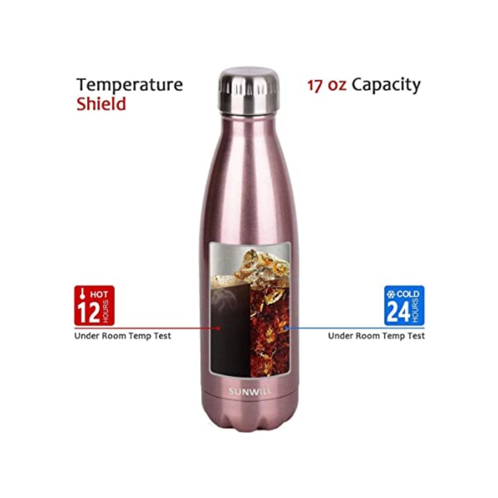 Trade Shop - Borraccia Sportiva 350ml In Acciaio Inox Doppia Parete Per Sport Scuola Ufficio -
