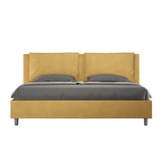 BS COM Letto con rete imbottito 180x210 microfibra ocra