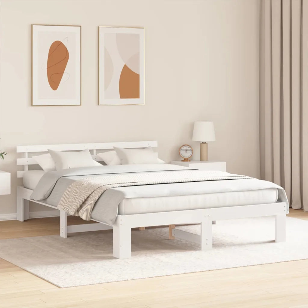 Struttura del letto Bianco 160 x 200 cm Pino massello