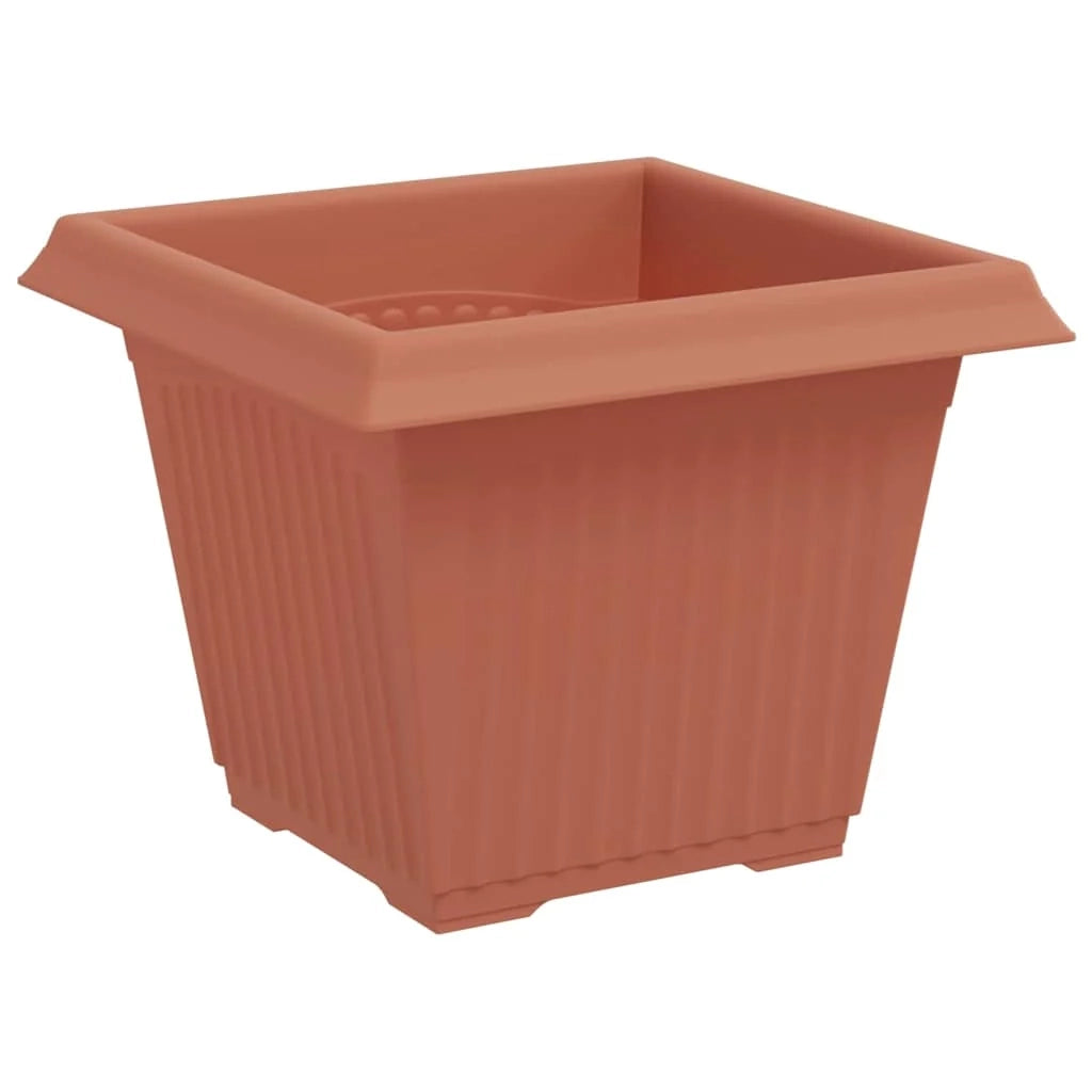 Lotto di 24 vasi da fiori quadrati design minimalista interno esterno 43 x 43 x 33 cm in plastica rosso mattone 02_0059371