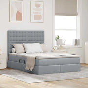 Letto con contenitore e LED con led Grigio chiaro 140 x 190 cm