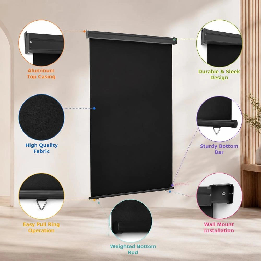 Balcony Side Awning 125x250 Cm Black